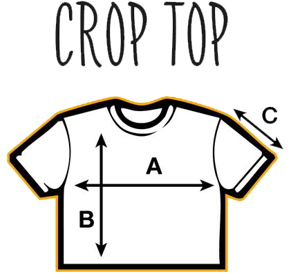 Esquema crop top con medidas A B C